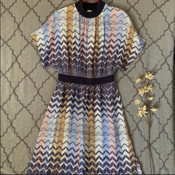 🎀NWT🎀Ted Baker Sporty-Chic 70’s Insp. Geometric Print Mock Neck Midi Dress - Picture 2 of 16